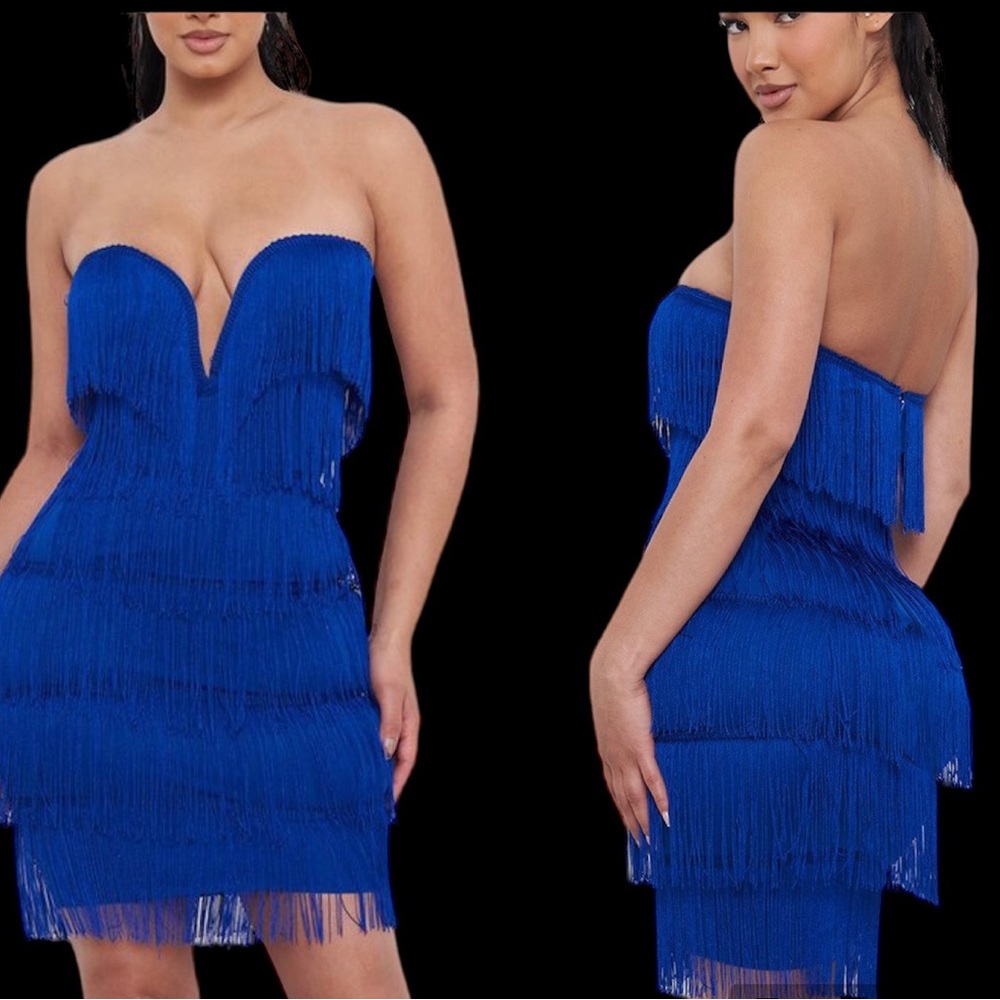 Fringe Royal Blue Mini Dress NWT